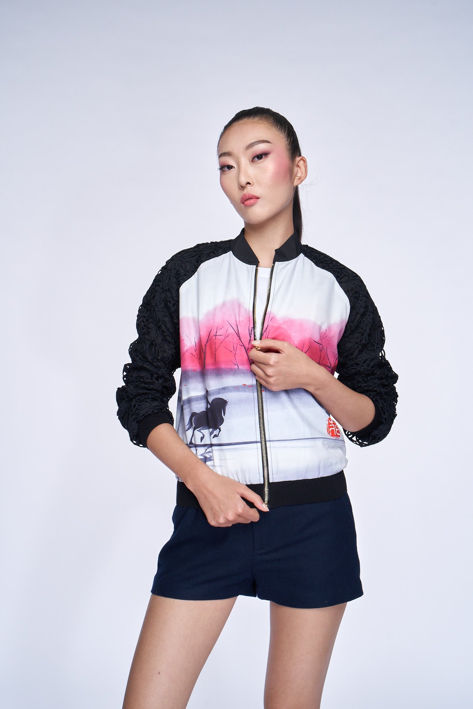 Yi-ming DM Jeana 蕾絲飛行員外套- 黑色.(獨家限量系列):圖片 4