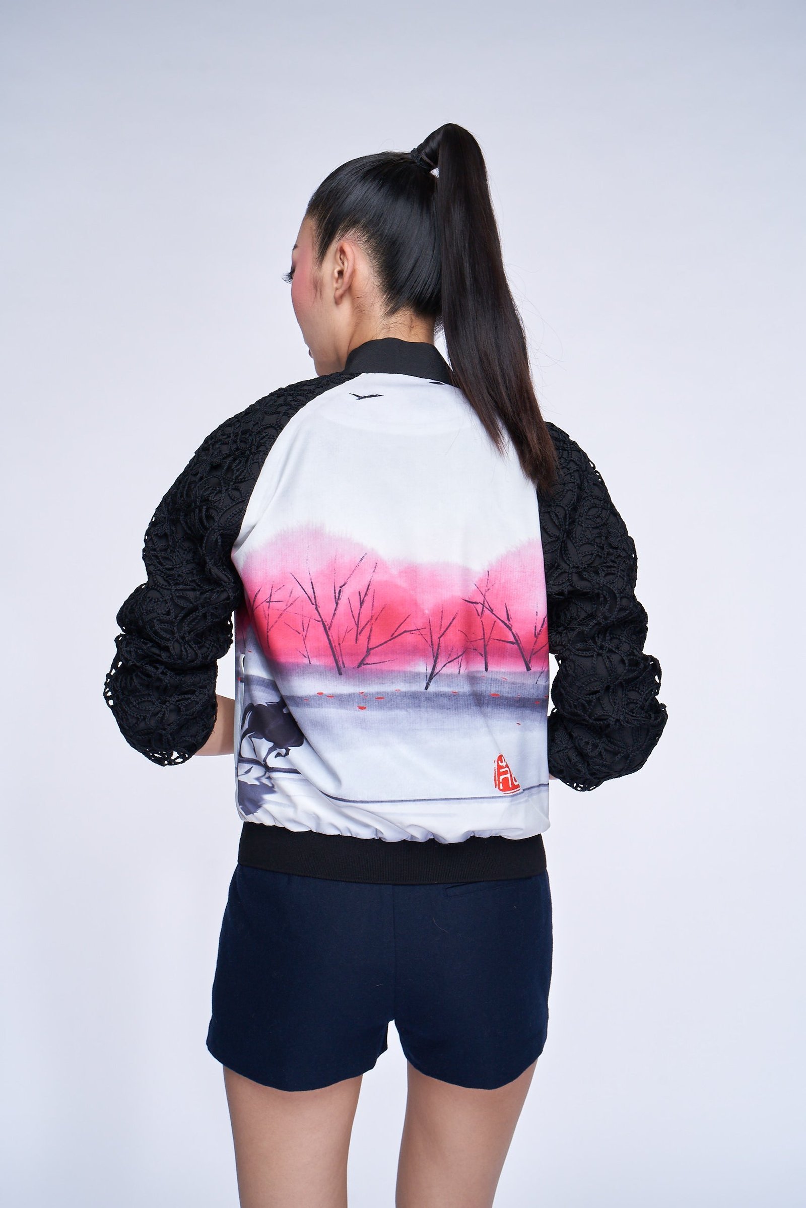 Yi-ming DM Jeana 蕾絲飛行員外套- 黑色.(獨家限量系列):圖片 3