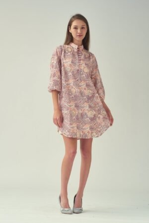 Yi-ming NATALIE 腰果花中袖襯衣裙(粉色)