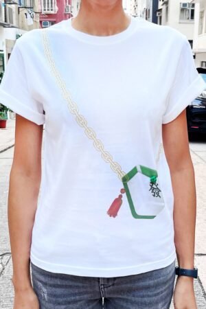 Yi-ming PAULA 麻雀單肩包錯覺印花白T恤(綠色)
