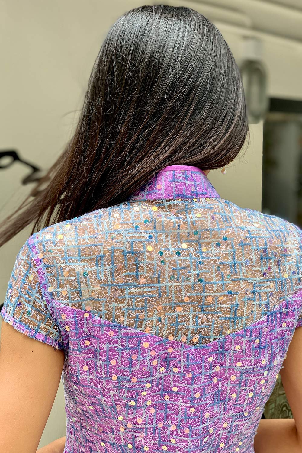 Yi-ming MARTHA 亮片紫色藍色長旗袍:圖片 9